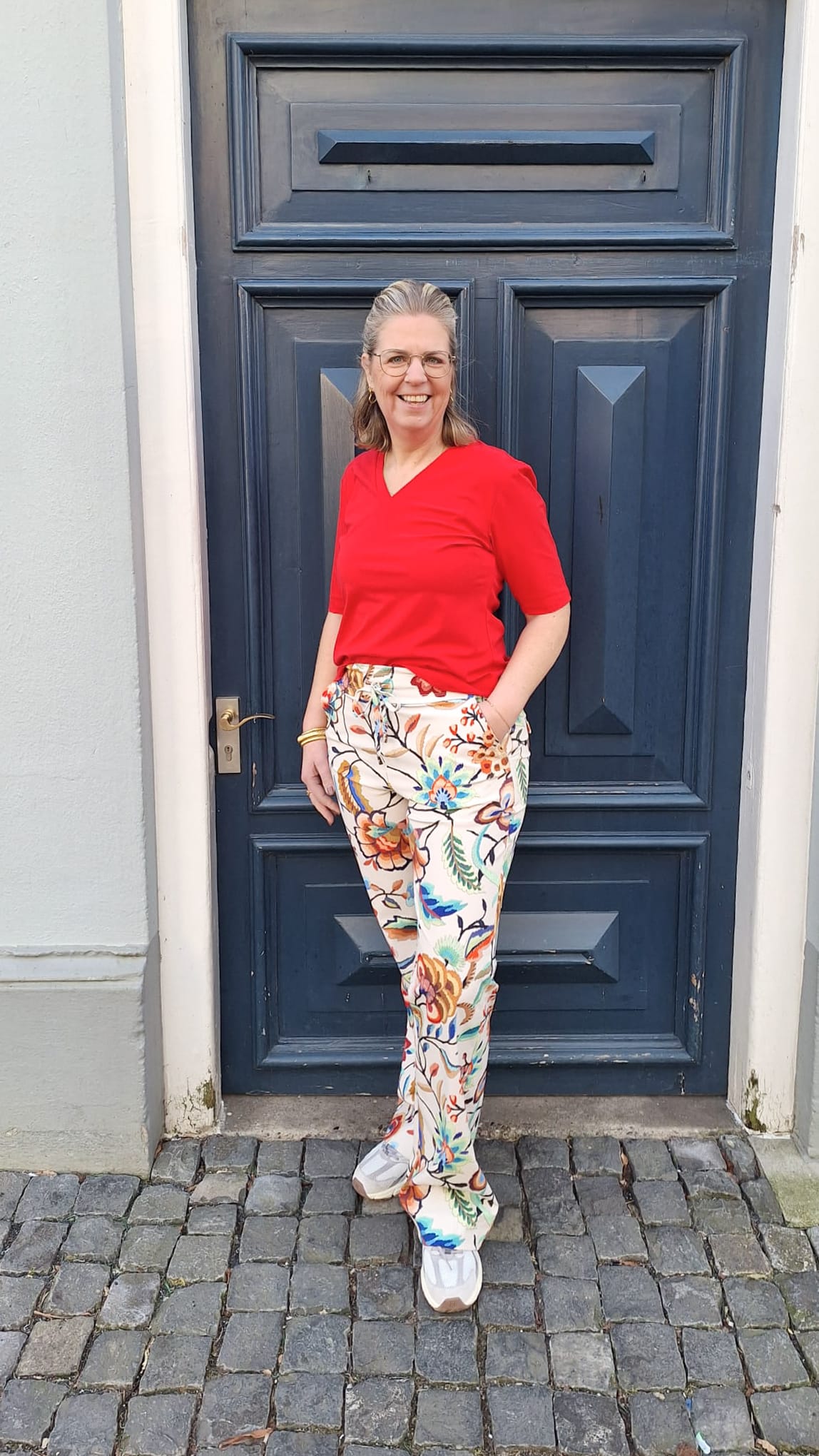 Mi Piace Trousers Straight Embroided Bloom Print