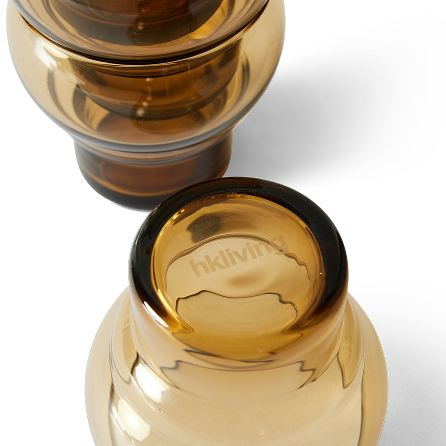70s glassware: bulb glass amber