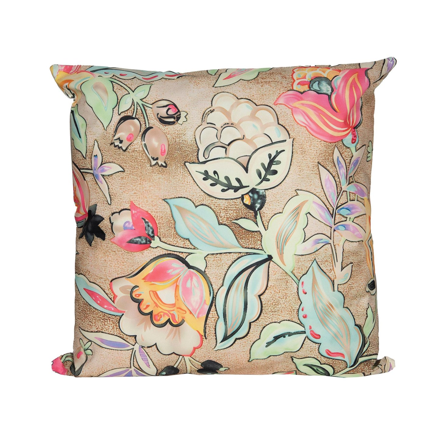 Buitenkussen bloemen groen 45x45cm