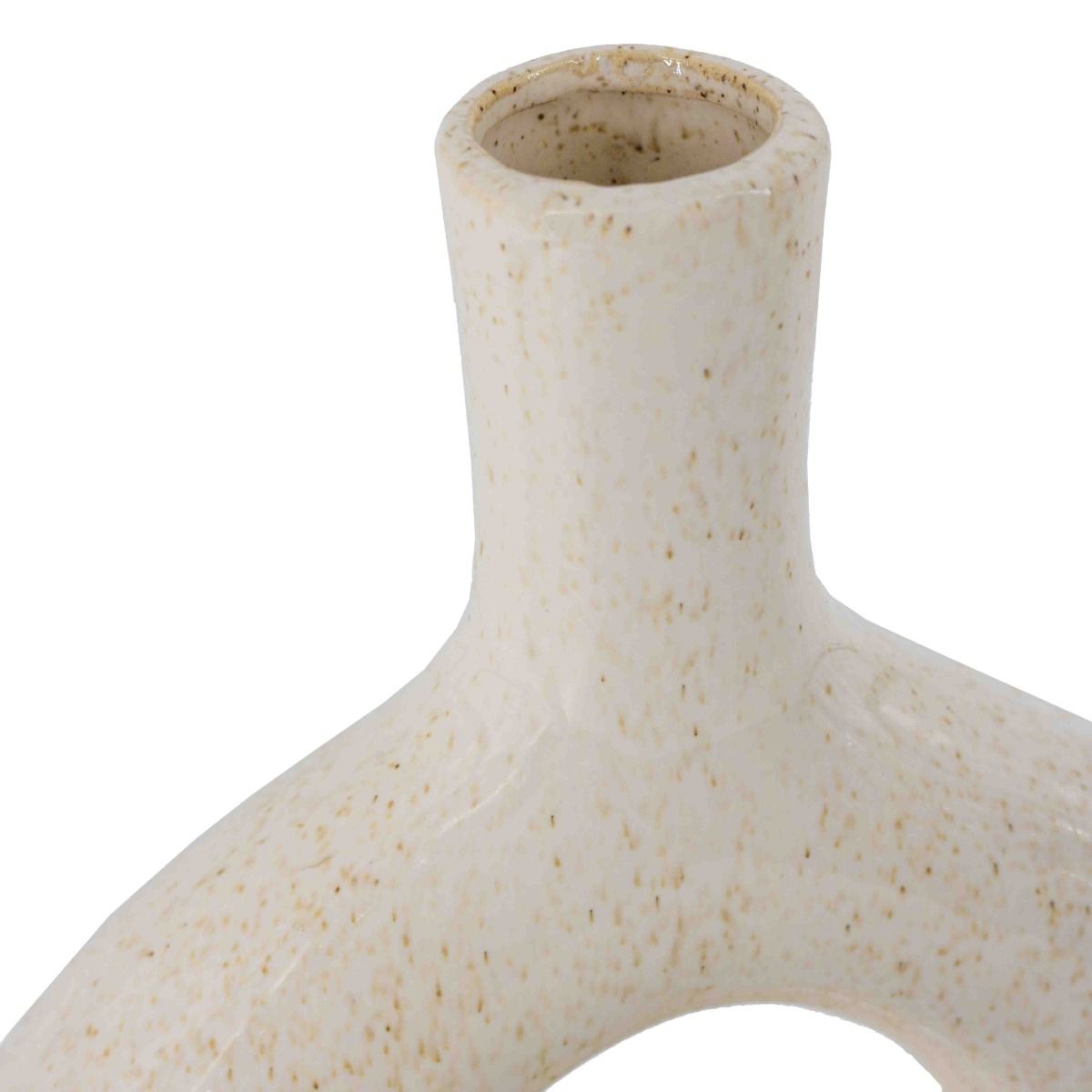 Aardewerk donut vaas beige Small