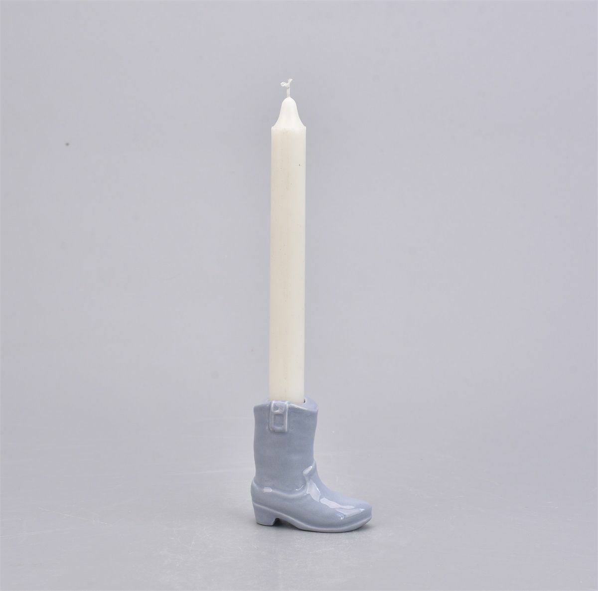 Aardewerk kaarsenstandaard cowboy laars blauw