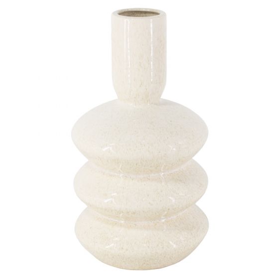 Aardewerk vaas beige disk m