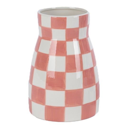 Aardewerk vaas check peach