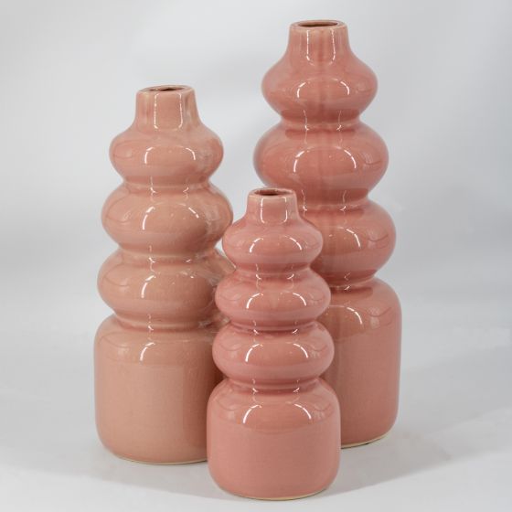 Aardewerk vaas disk pink
