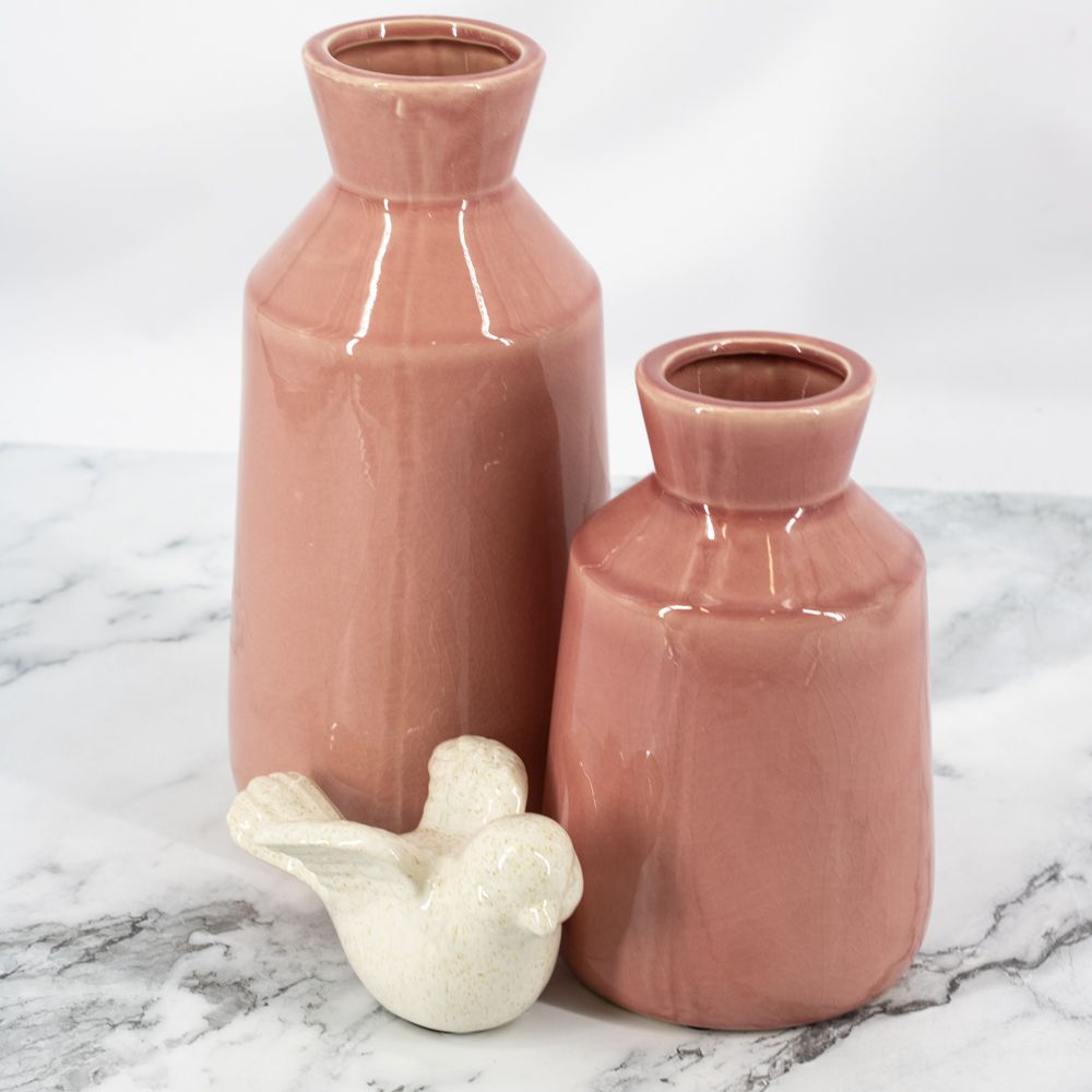 Aardewerk vaas pink S