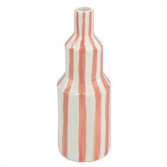Aardewerk vaas stripe peach S