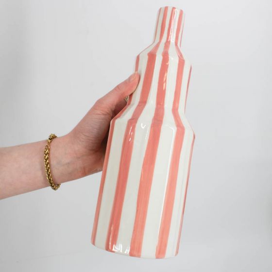Aardewerk vaas stripe peach S