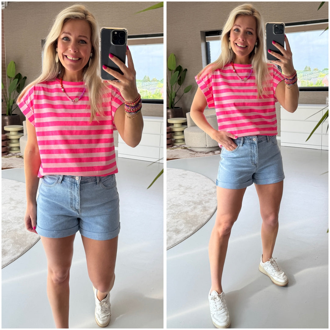 Alyssa shirt gestreept Fuchsia