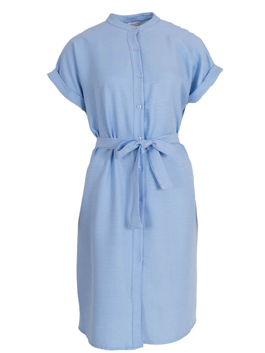 Azzurro Korte zomerjurk met knopen Lichtblauw