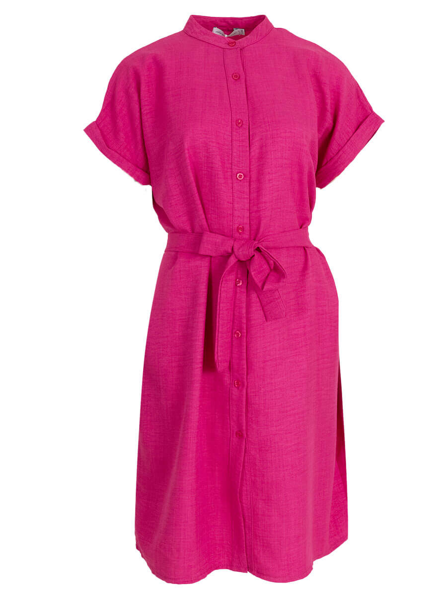 Azzurro Korte zomerjurk met knopen Magenta