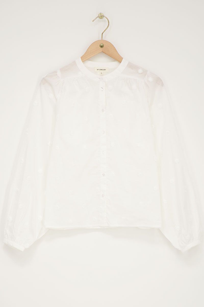 Blouse met 3D bloemen Wit