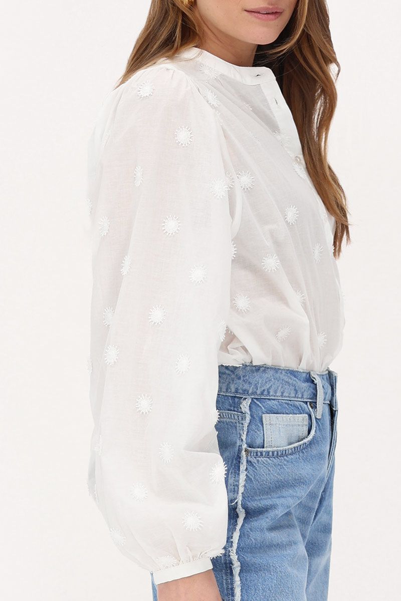 Blouse met 3D bloemen Wit
