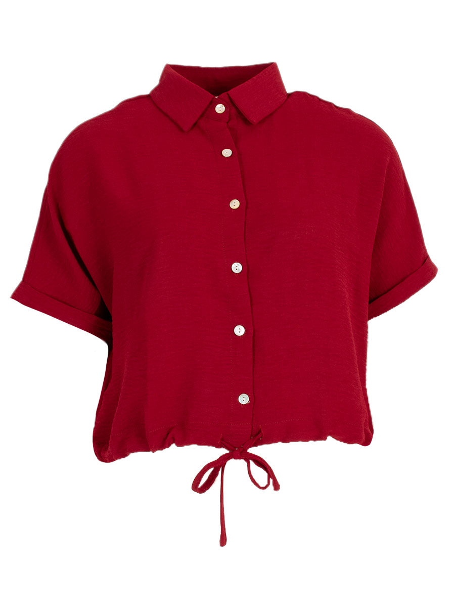 Blouse met koord Donkerrood