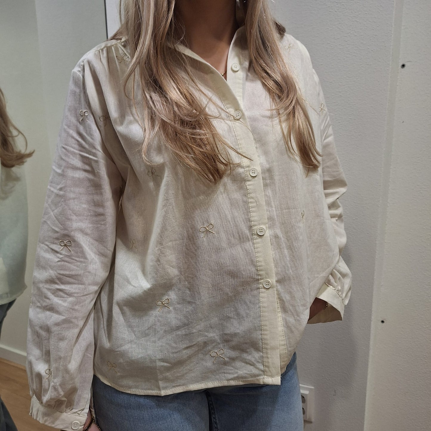 Blouse strikjes creme Creme