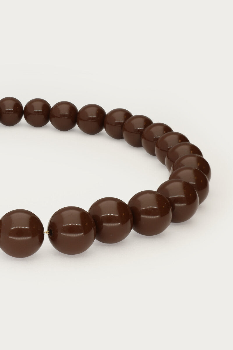 Bruine statement ketting met ronde kralen
