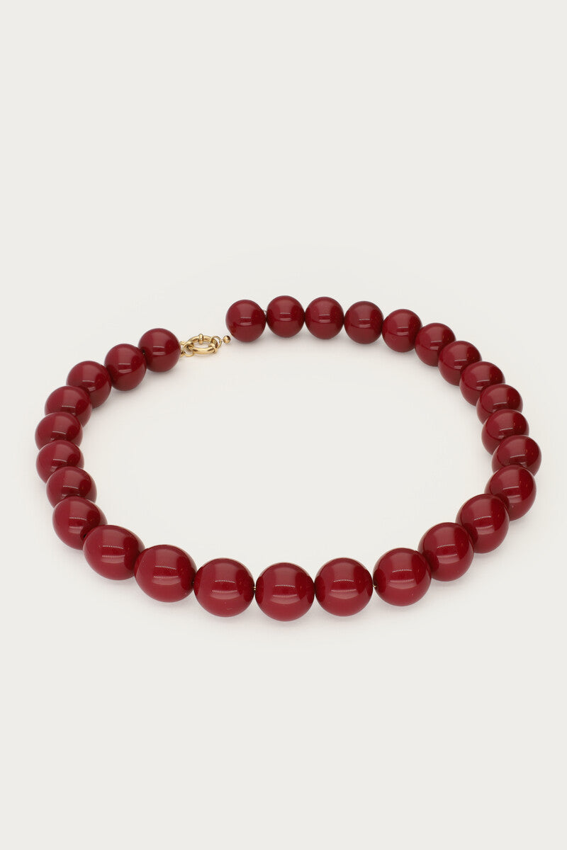Burgundy statement ketting met ronde kralen