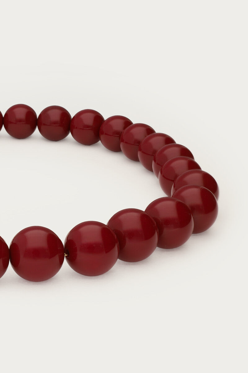 Burgundy statement ketting met ronde kralen