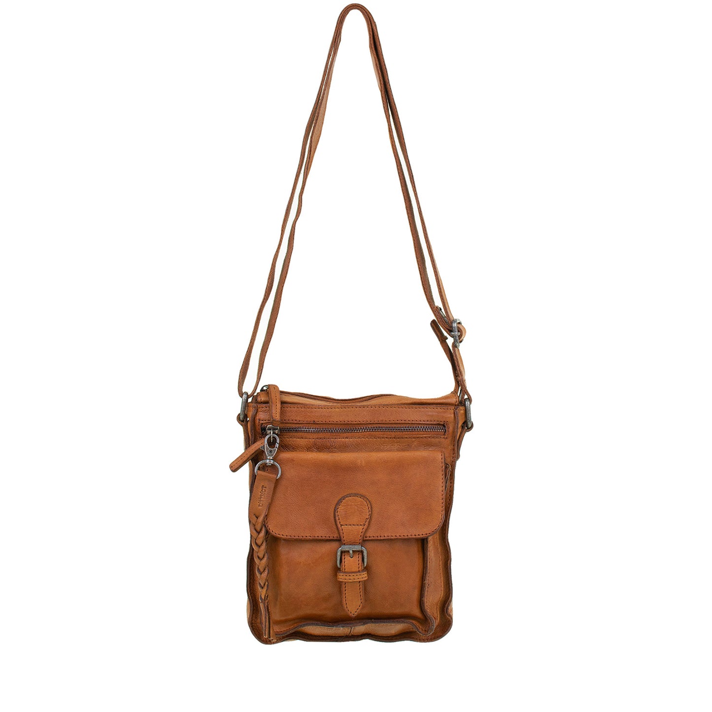 DSTRCT schoudertas harrington road met gesp Cognac
