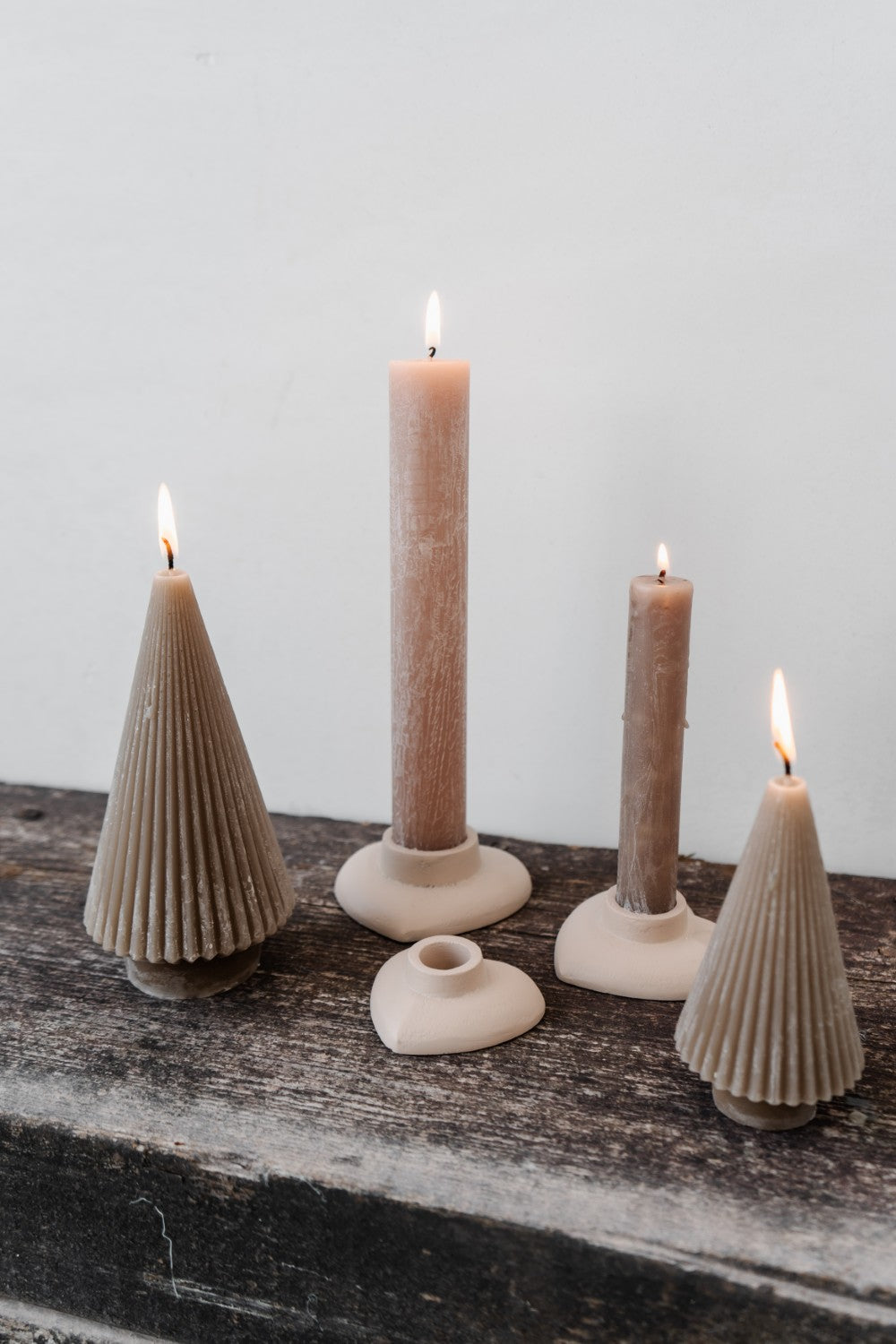 Deco Candle Tree Stripe S taupe