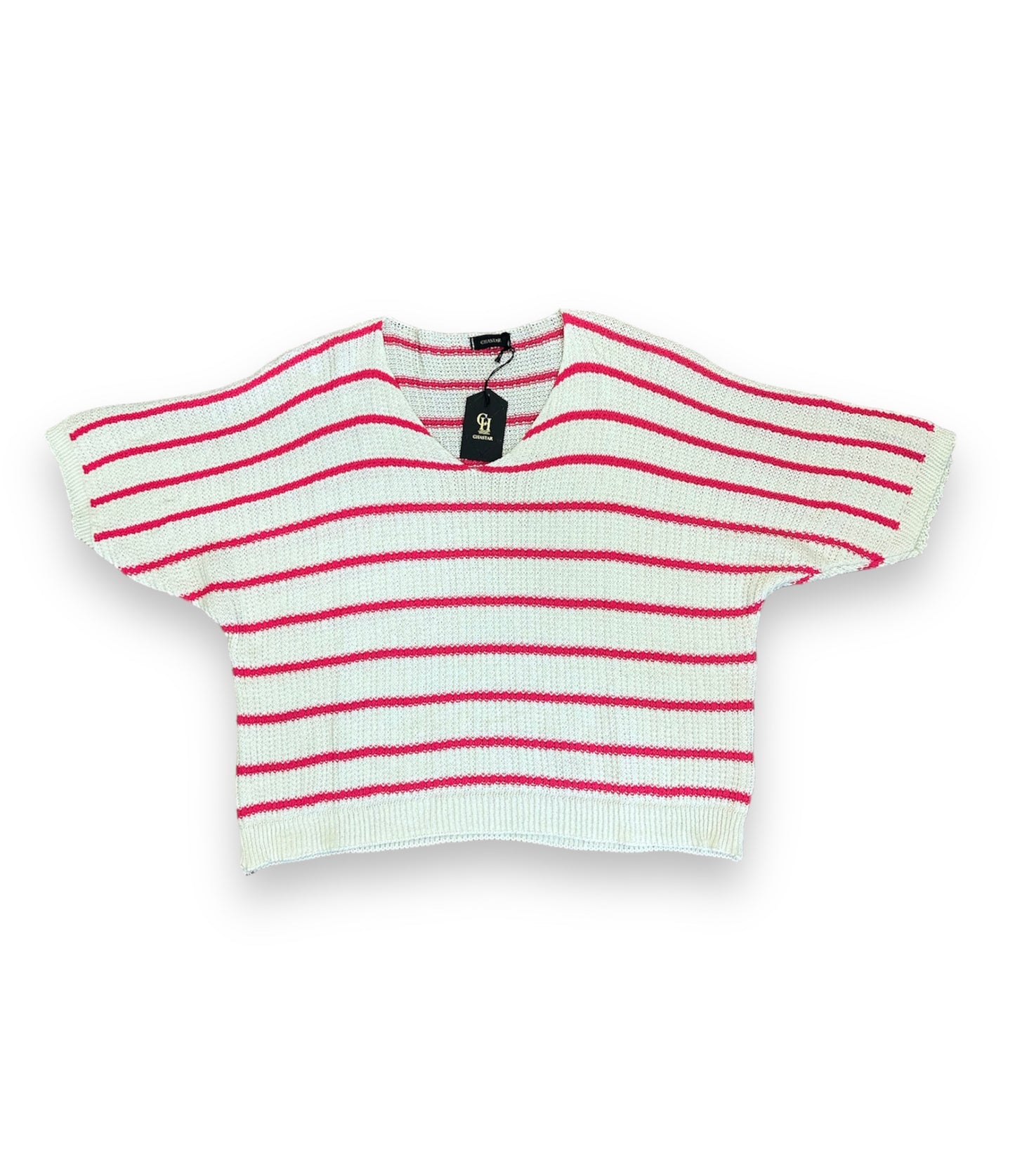 Gehaakte top met korte mouw 240426 Roze
