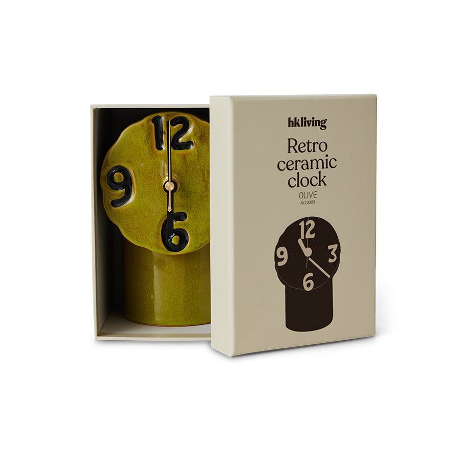 HKliving retro ceramic clock olive