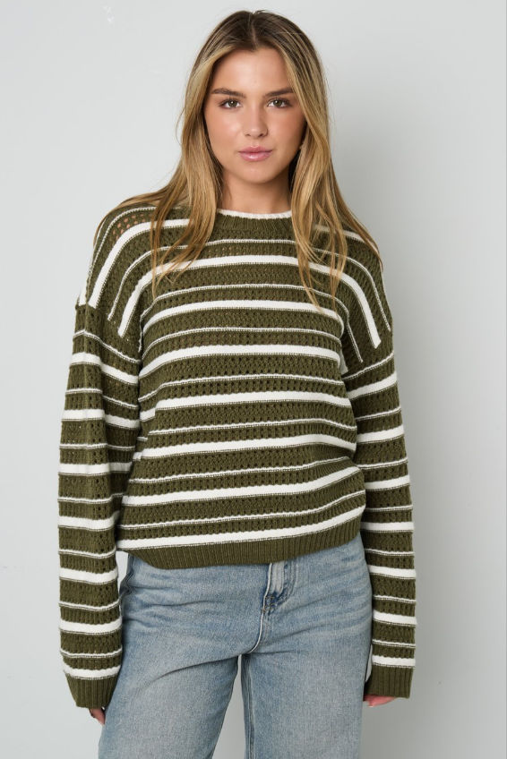 It-sweater with stripes Groen