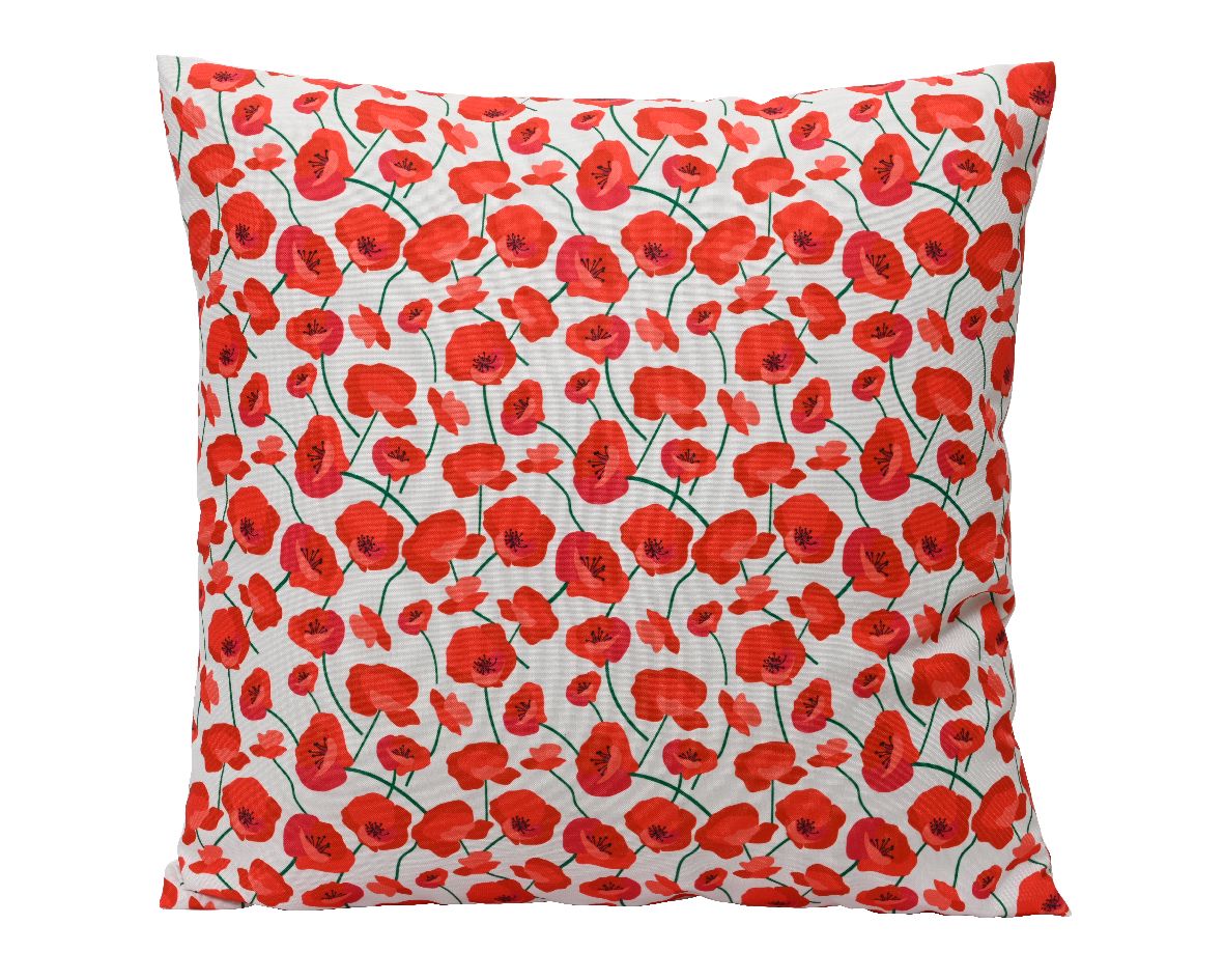 Kussen polyester buiten rood bloemen