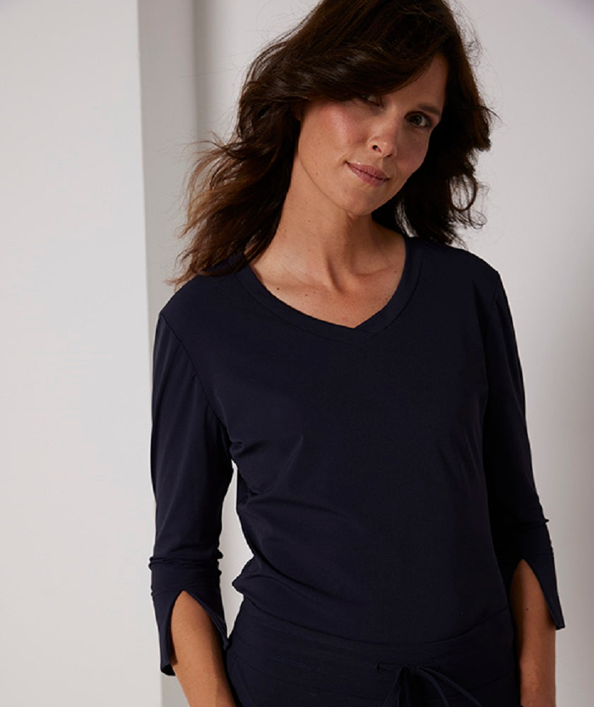 Mi Piace shirt Cathy 3/4 mouw Dark Blue