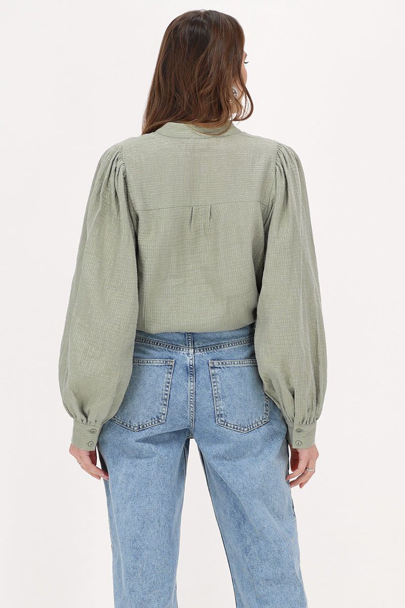 My Jewellery Mousseline blouse met glitter streep Mintgroen
