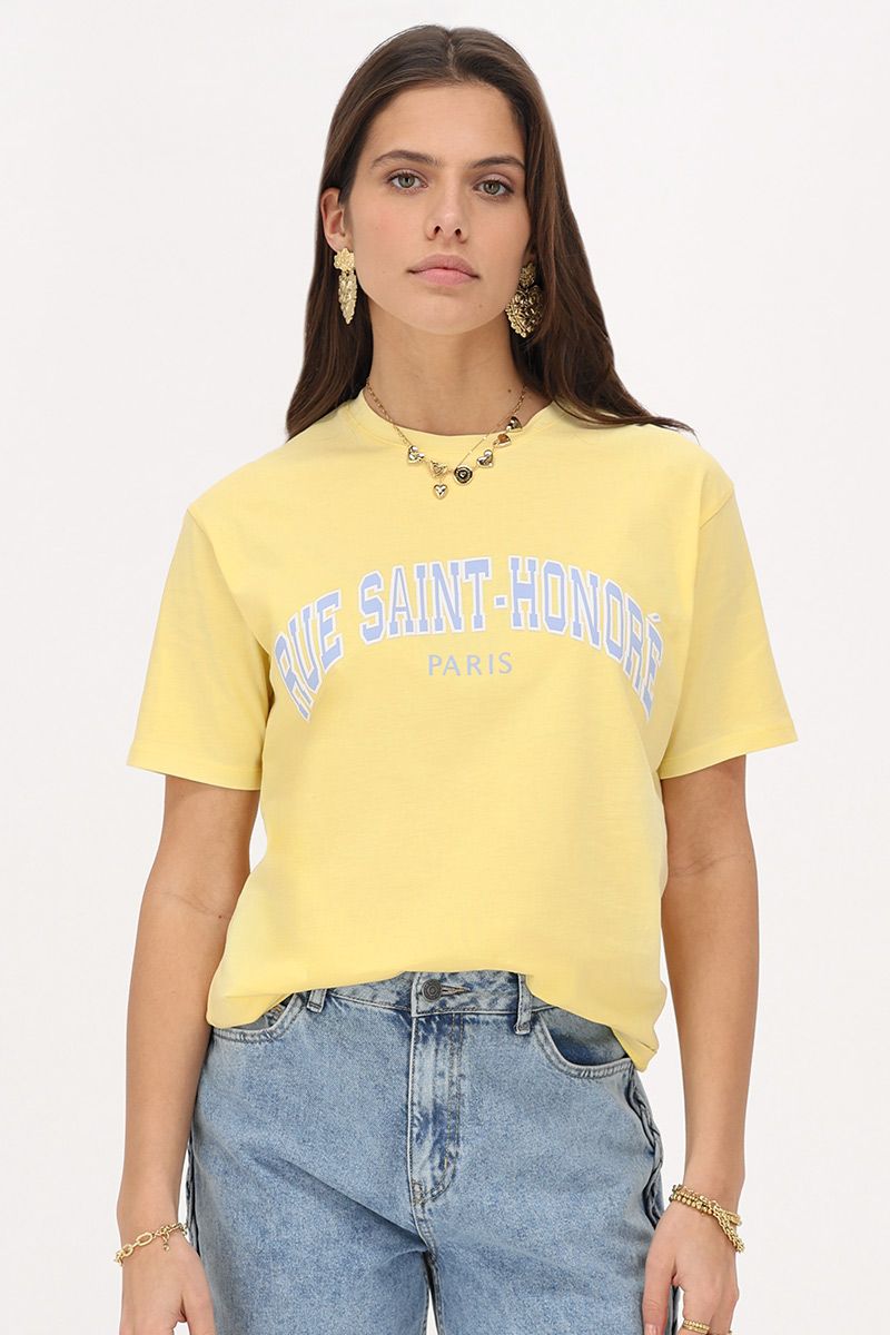 My jewellery Geel T-shirt "Rue saint honoré" Geel