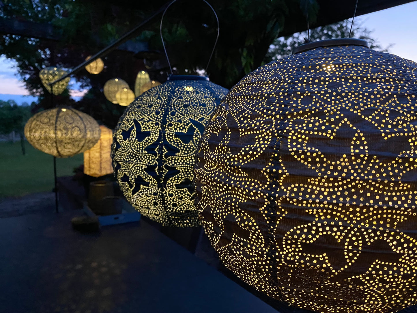 Lumiz solar lampion Round Ikat Light Taupe Nr. 25