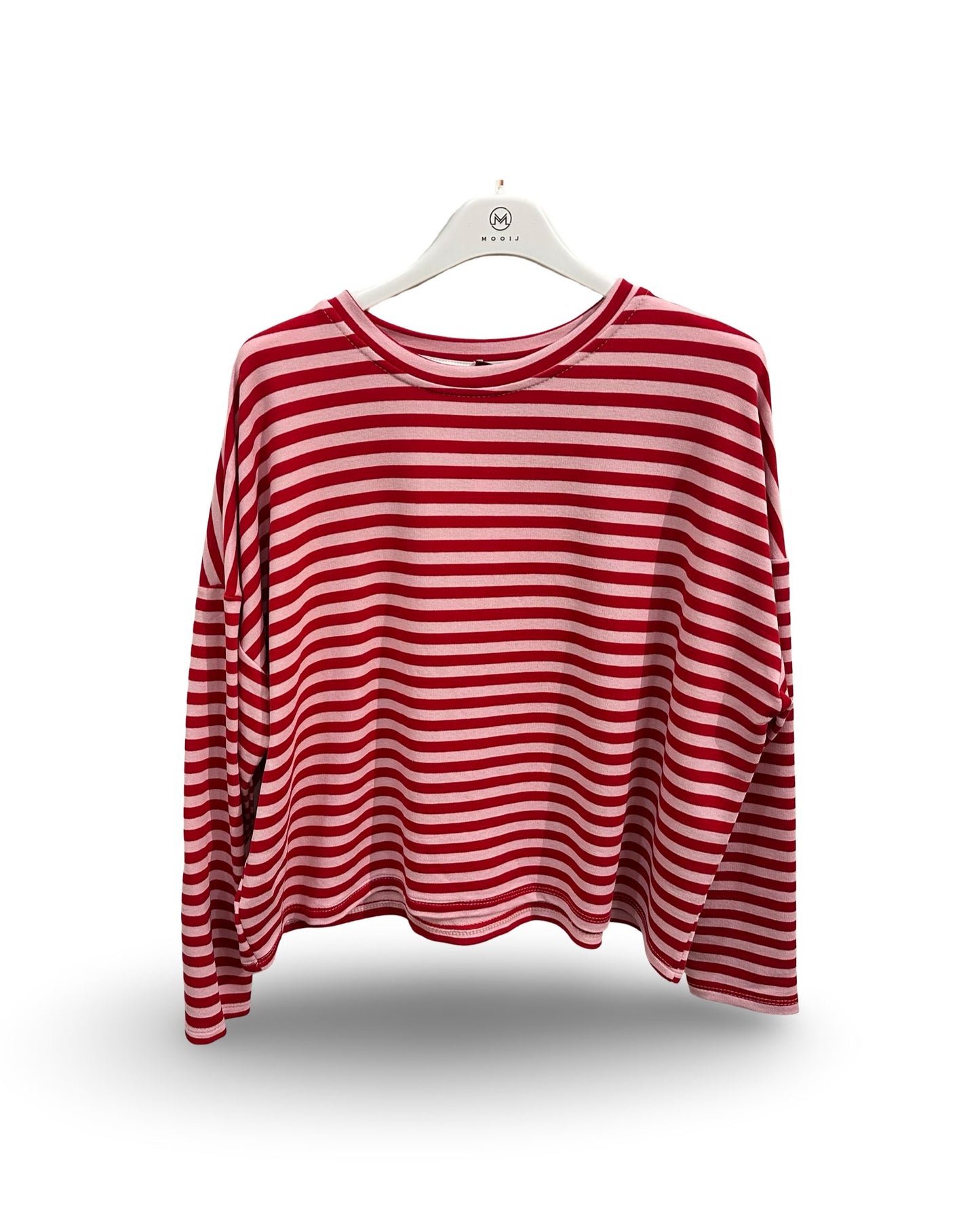 Oversizedt-shirtmetrondehalsenstrepenRood_roze__1