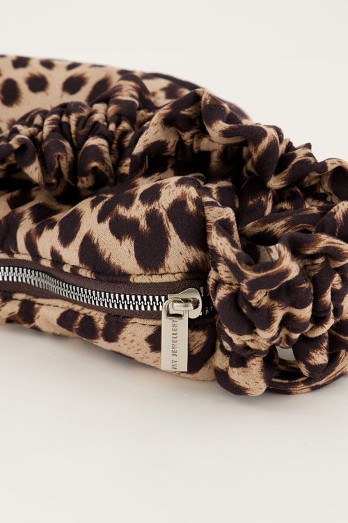Panterprint crossbody tas met ruffles