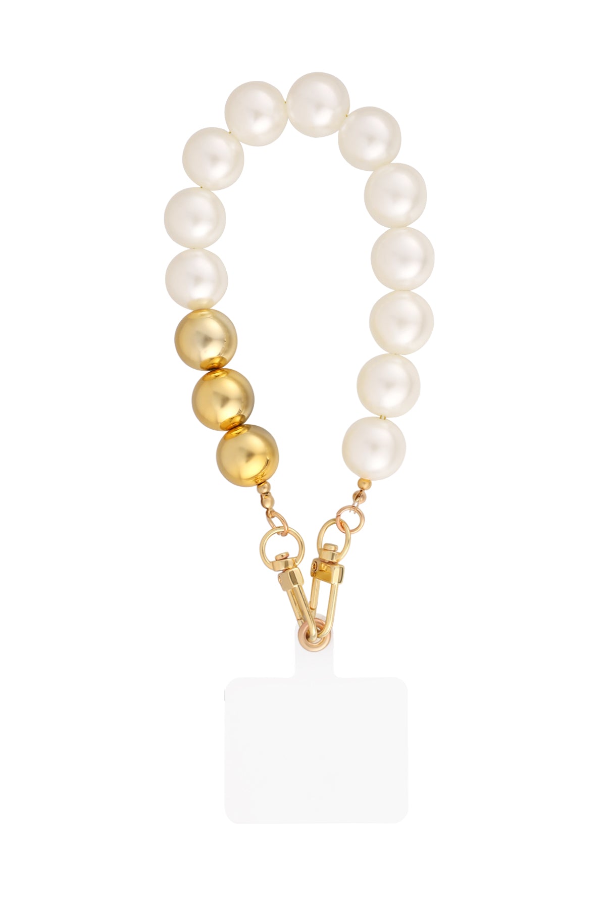 Phone cord big pearls white