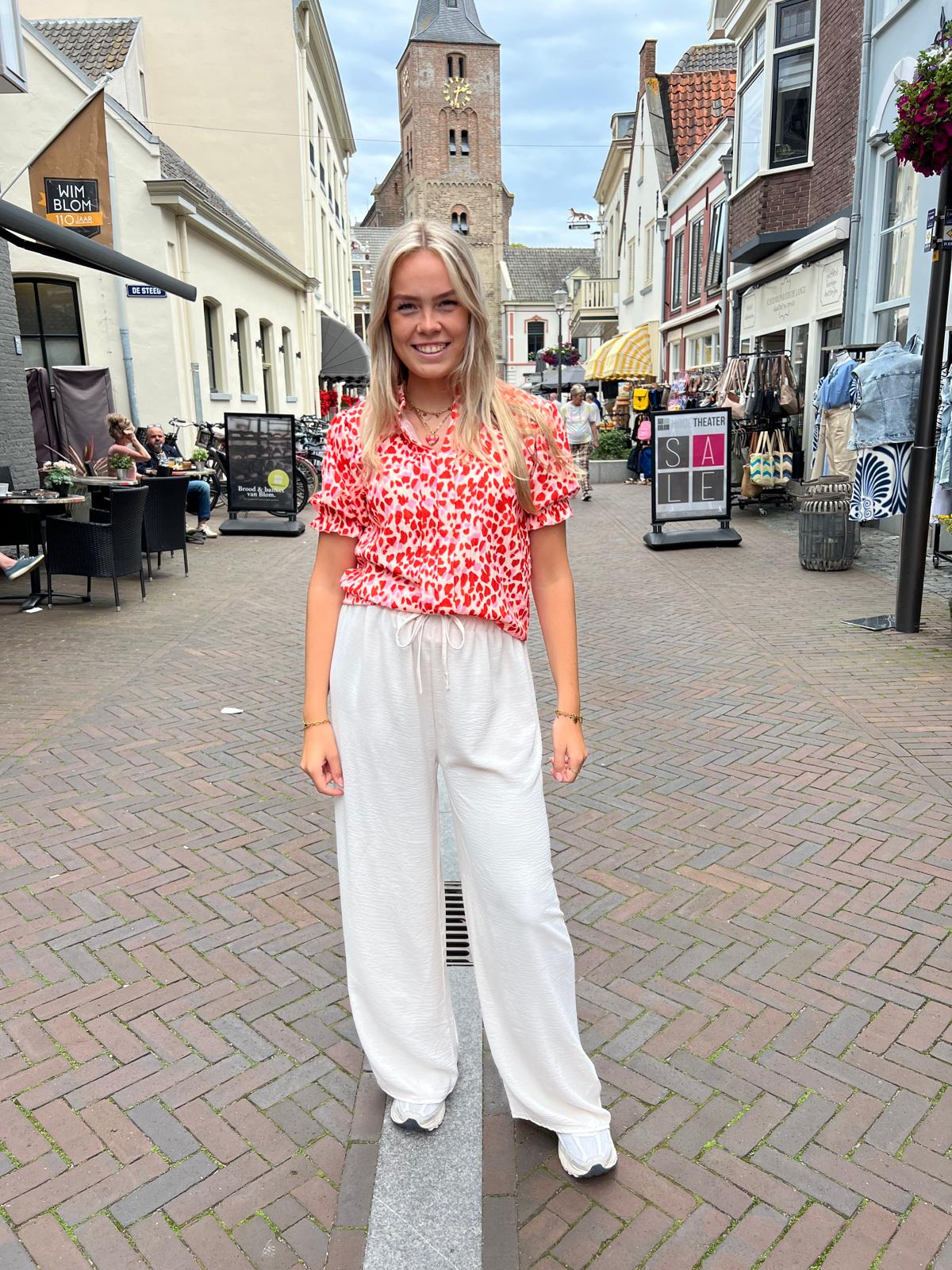 Print blouse El1706202410 Koraal