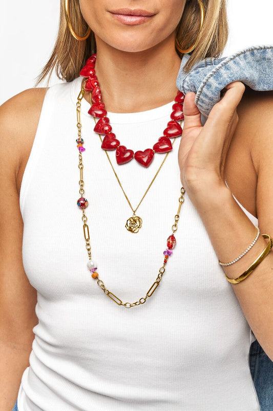 My Jewellery Rode statement ketting met hartjes
