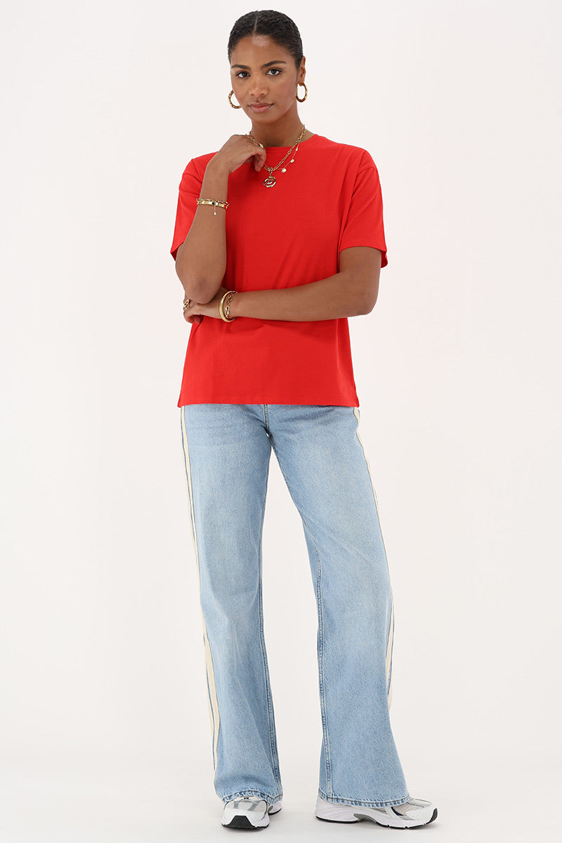 Rood T-shirt "Atelier paris" witte letter Rood