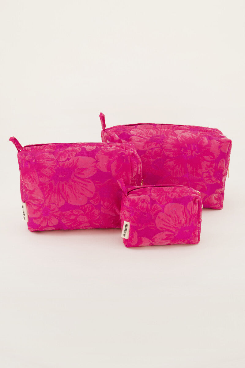 Roze jacquard toilettas set
