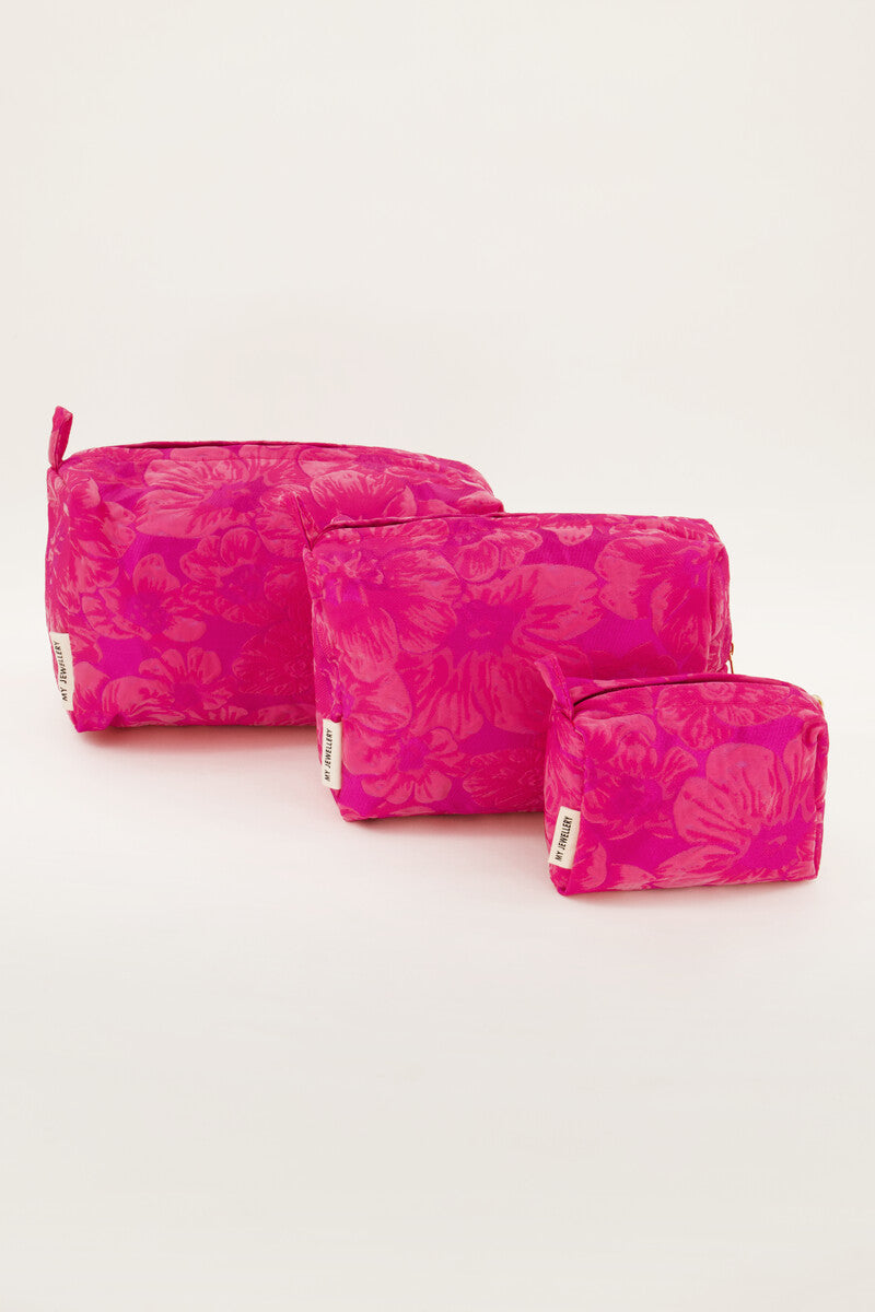 Roze jacquard toilettas set