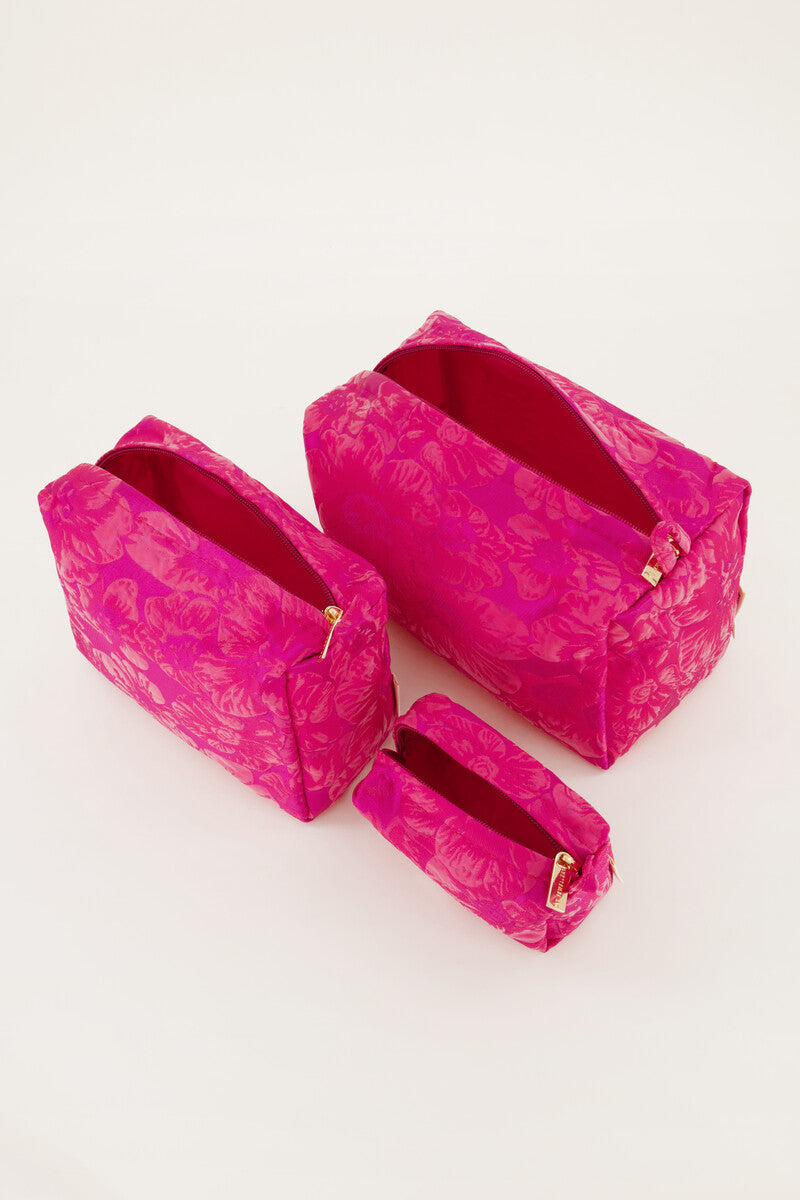 Roze jacquard toilettas set