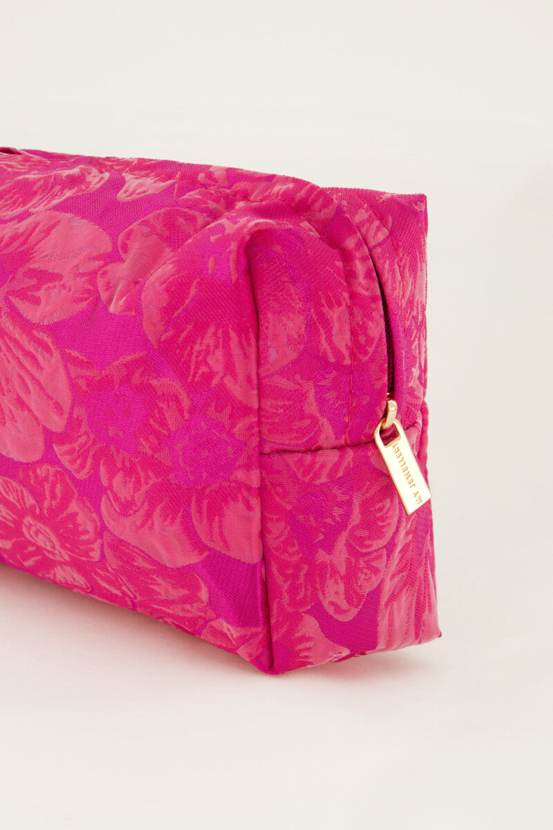 Roze jacquard toilettas set