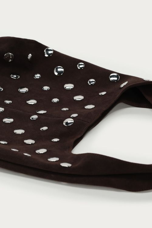 Shoulder bag big studs brown