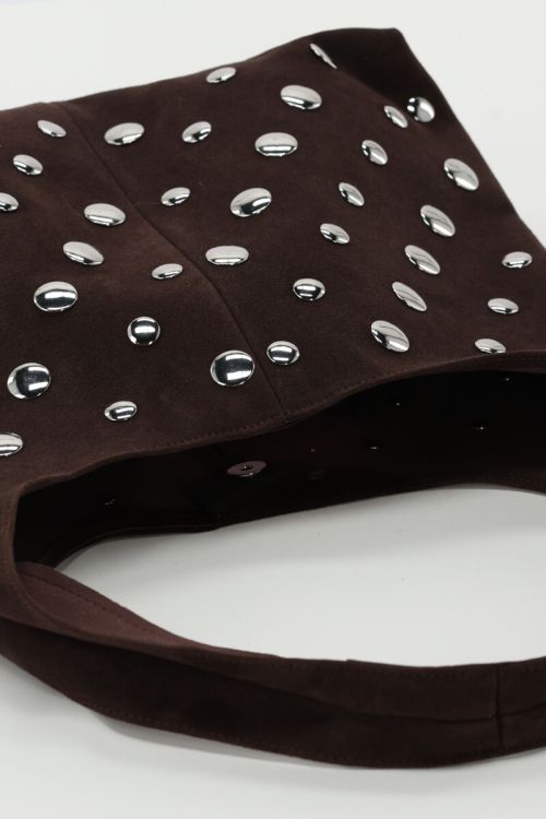 Shoulder bag big studs brown