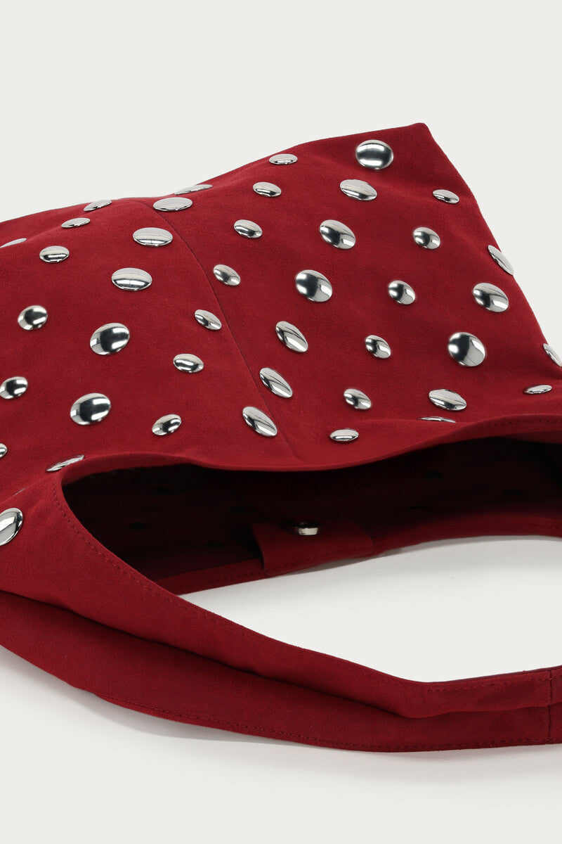 Shoulder bag big studs donkerrood