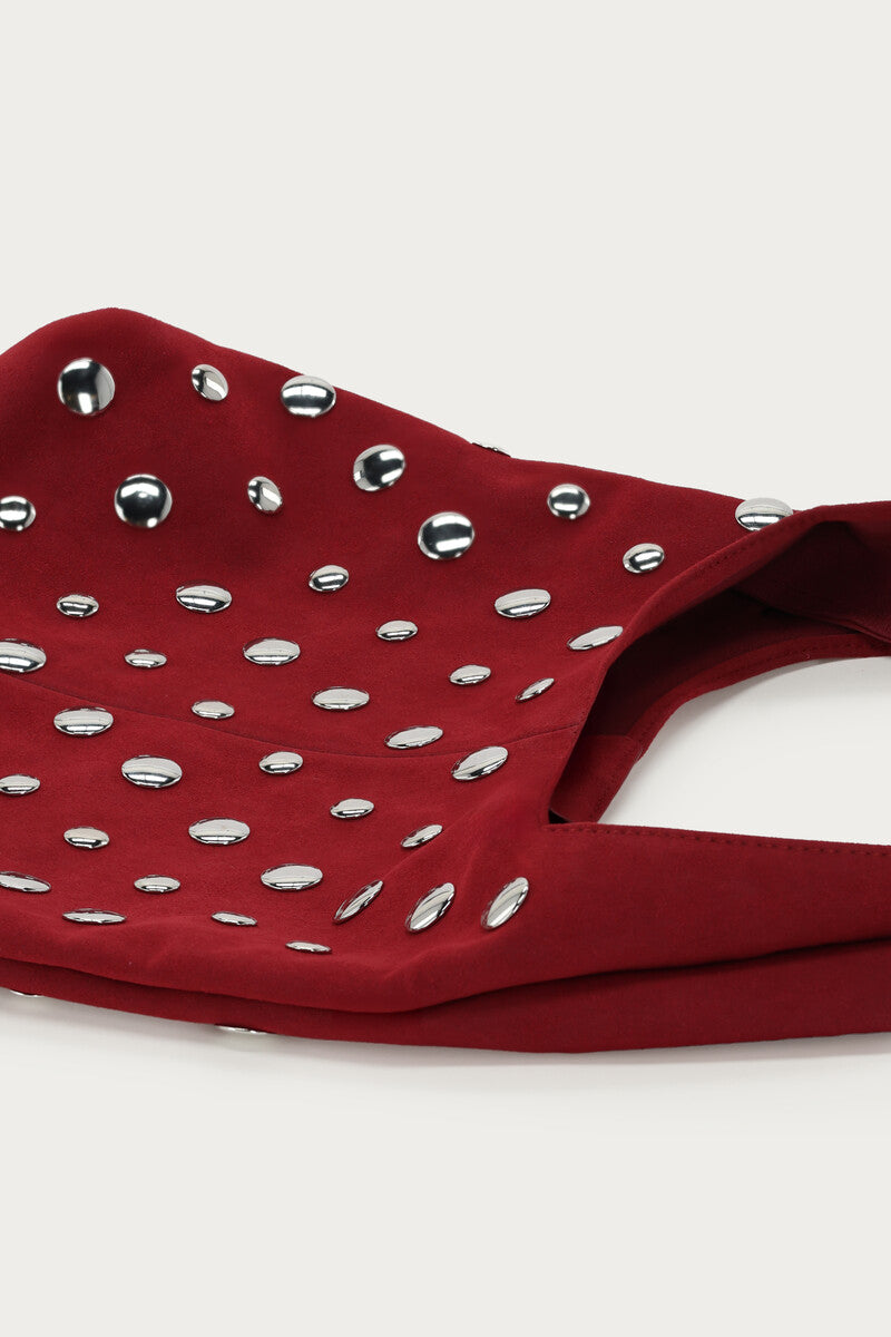 Shoulder bag big studs donkerrood