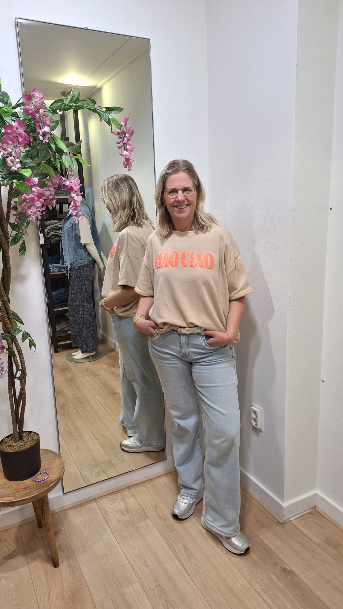 Sweater Ciao korte mouw Zand