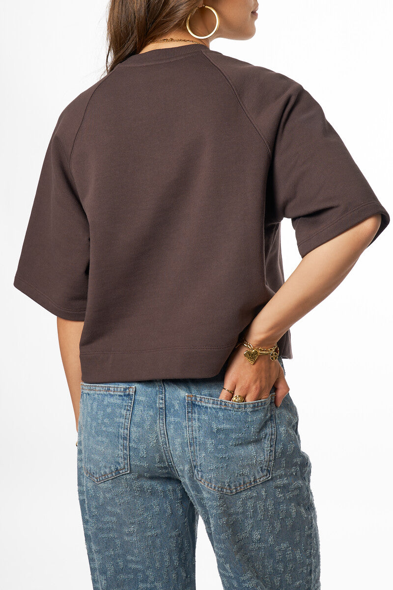 Sweater met korte mouwen "New York" Bruin