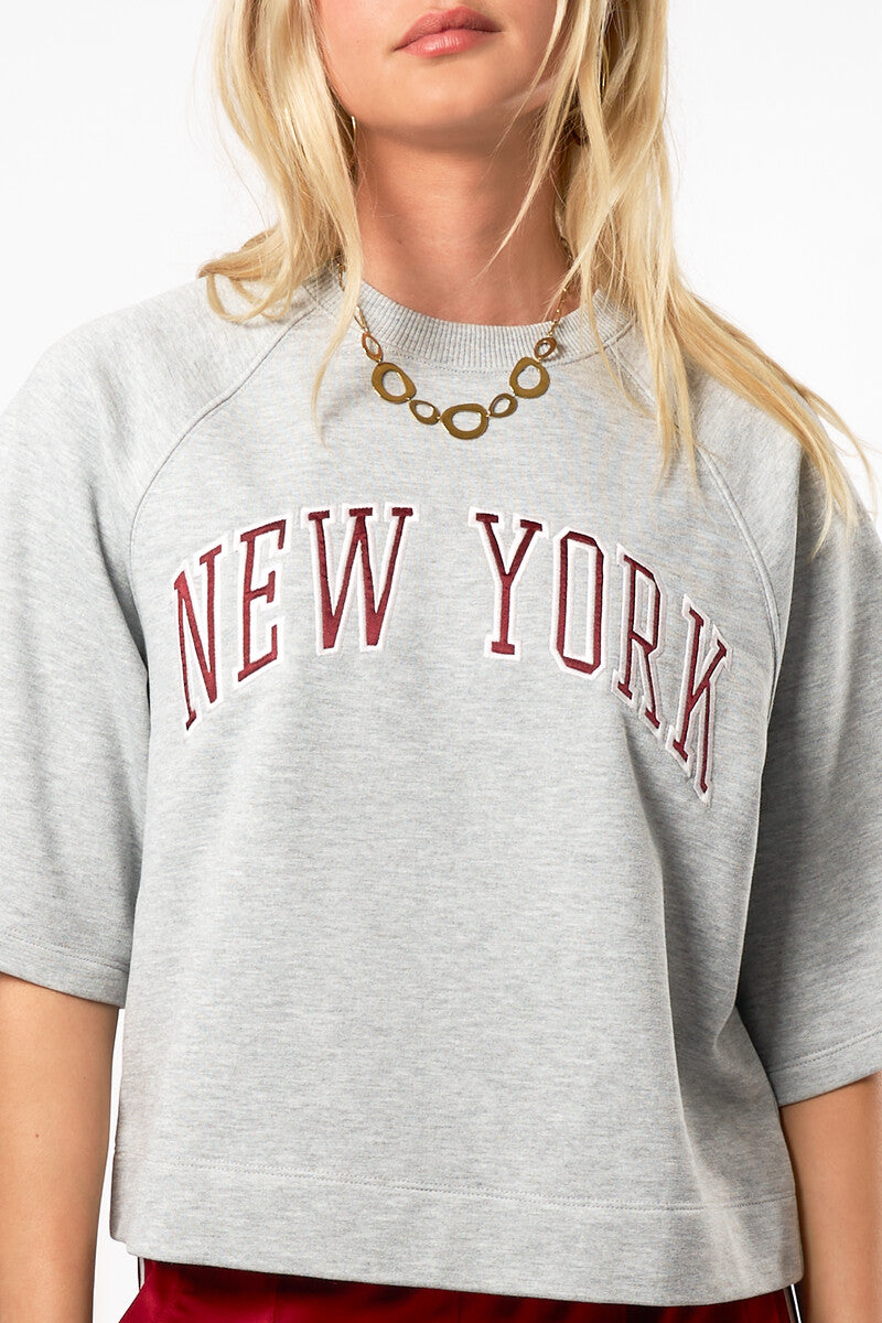Sweater met korte mouwen "New York" Grijs