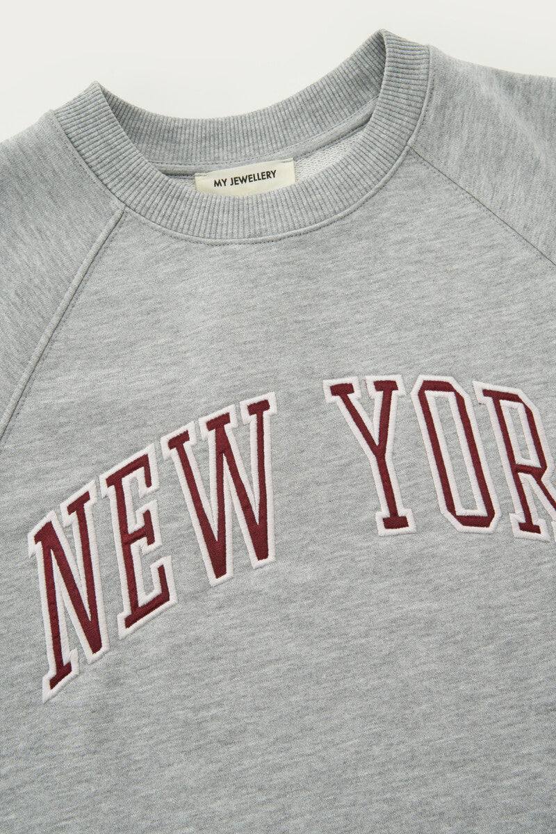 Sweater met korte mouwen "New York" Grijs