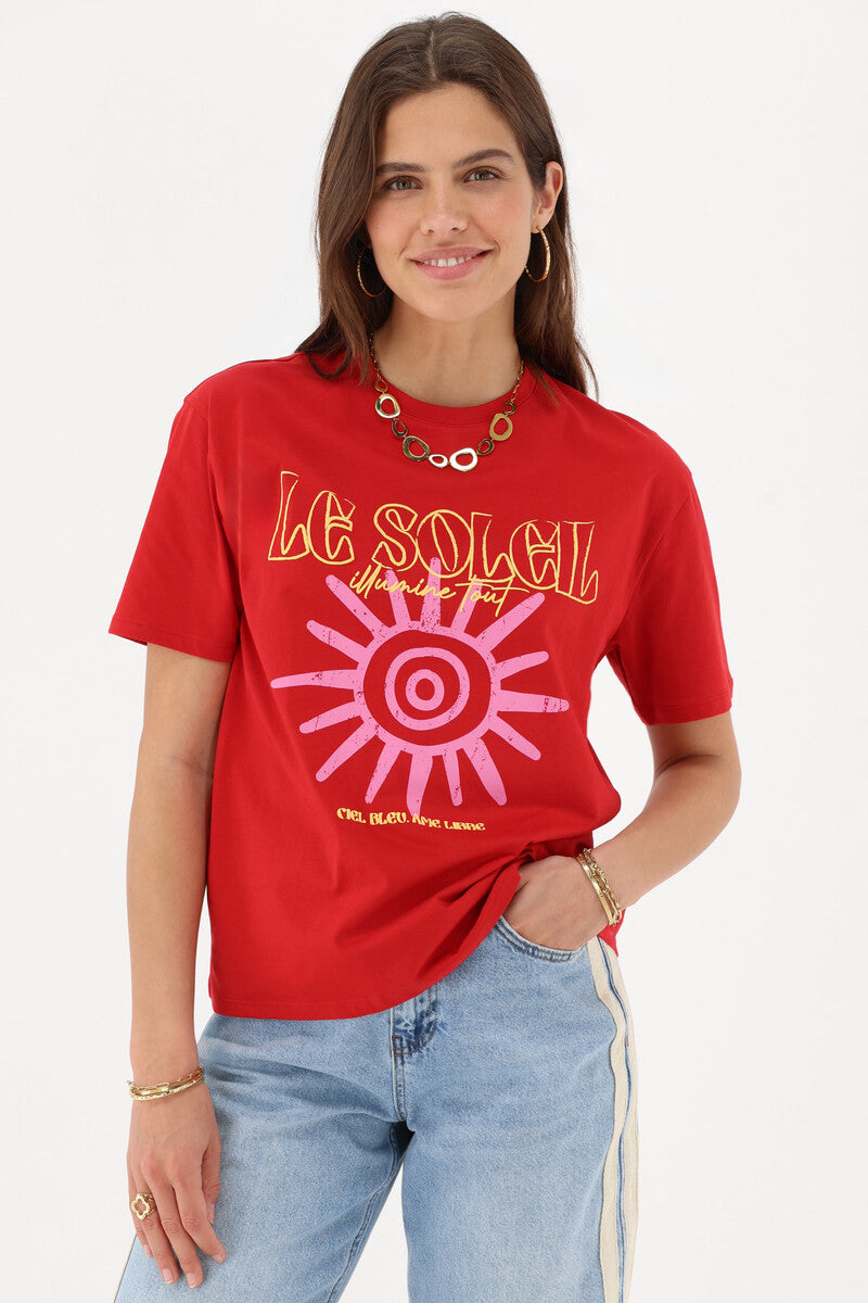 T-shirt Le soleil Rood